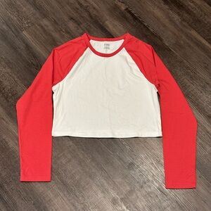Victoria's Secret PINK White Tee with Red Trim Ringer